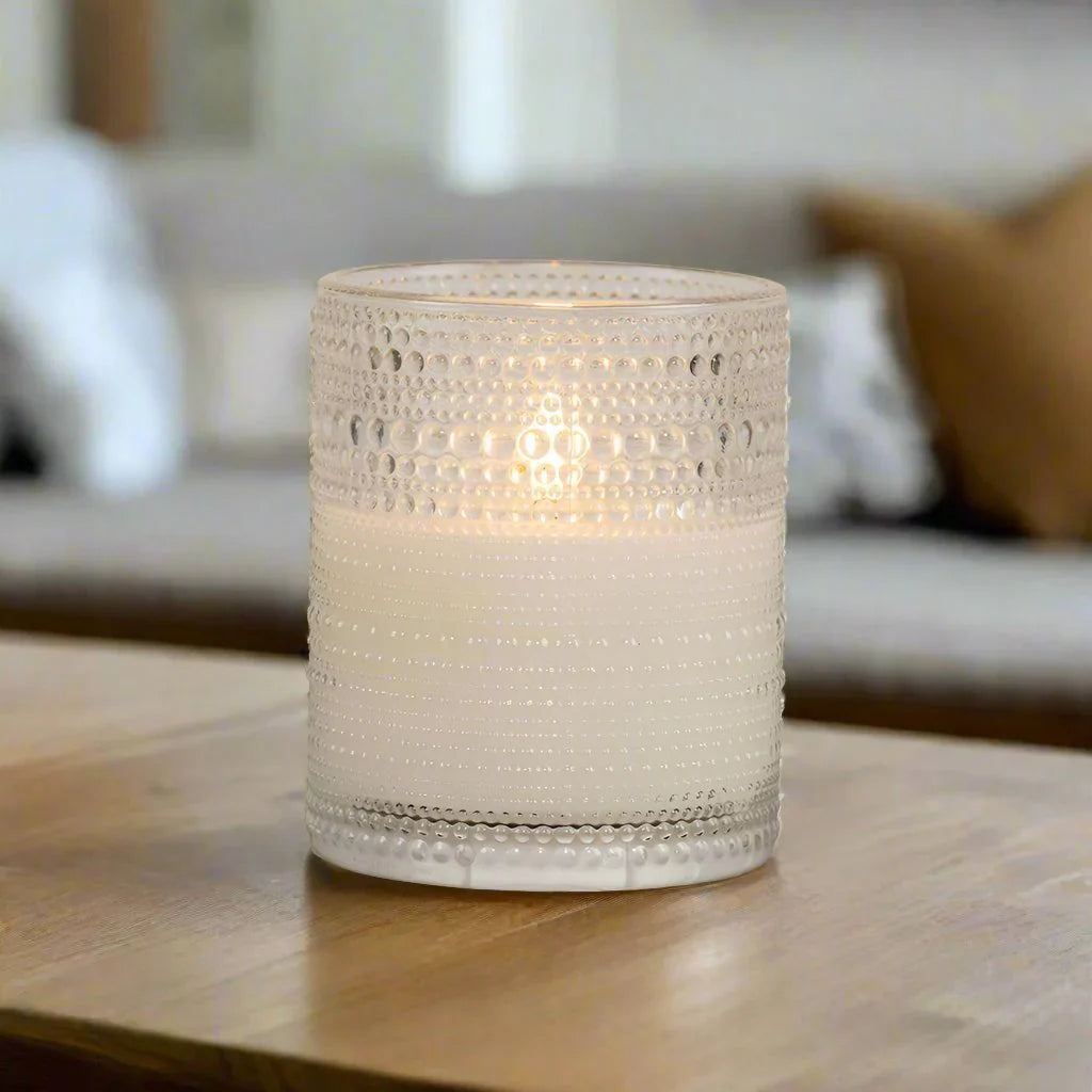 Clear Dotted Bubble Glass 3D Flame LED Candle | 2 Sizes