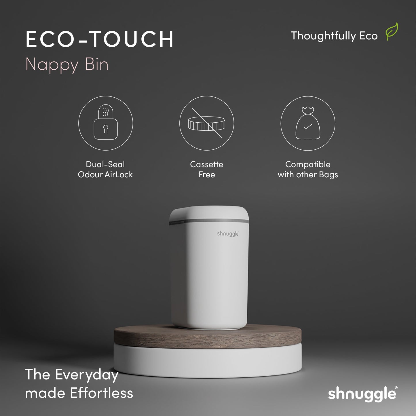 Changing Essentials Kit: Shnuggle Changing Mat + Diaper Pail + Better Bag Liners (90 Day Supply)