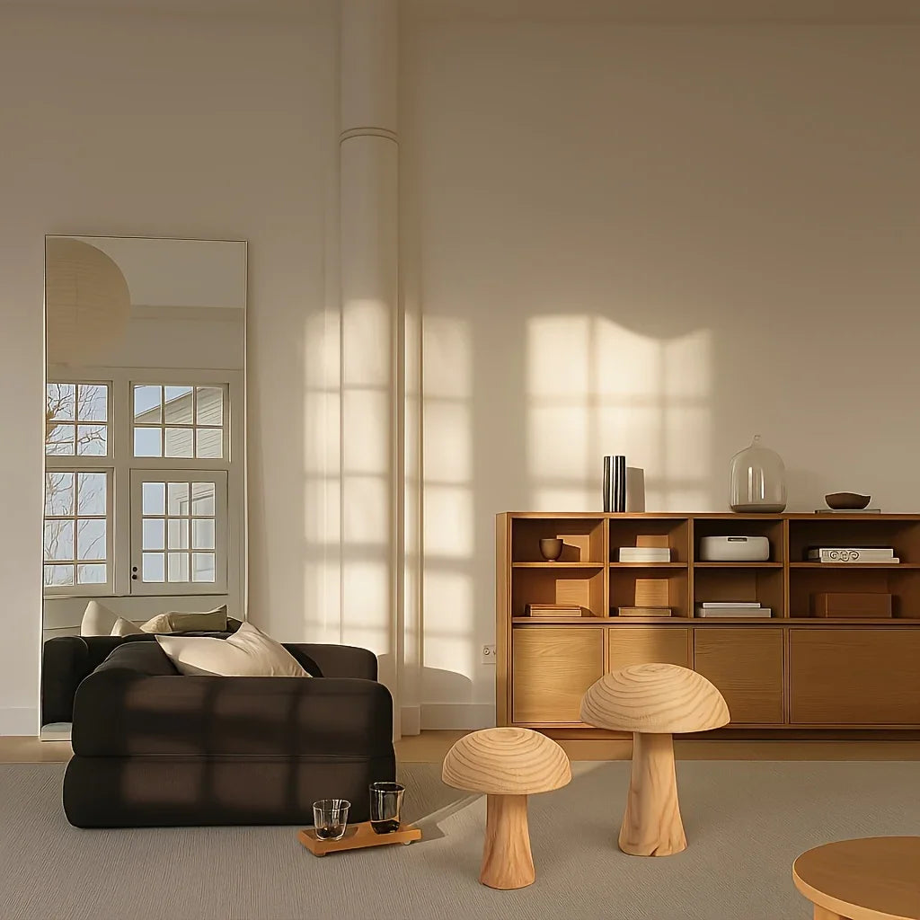 Natural Wooden Mushroom Sculpture for Rustic & Scandinavian Home Decor