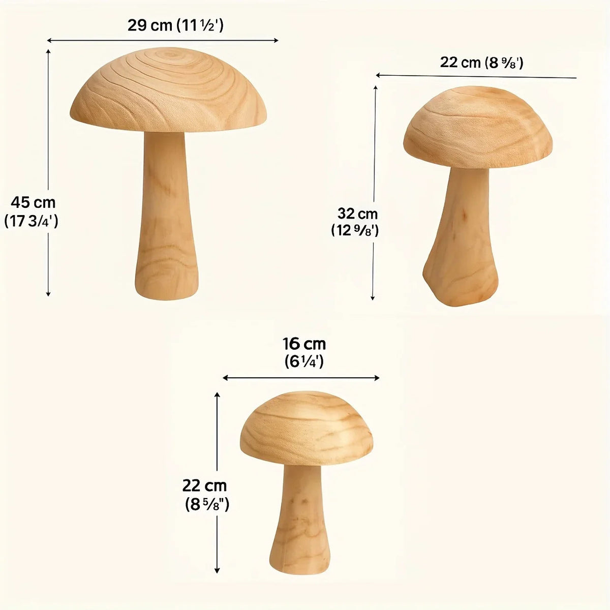 Natural Wooden Mushroom Sculpture for Rustic & Scandinavian Home Decor