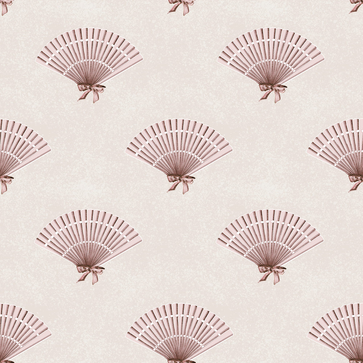 Neutral Pink Preppy Coquette Bow Fan Wallpaper