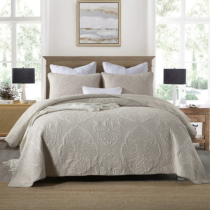 Havana Palm Leaf Embroidered Bedspread