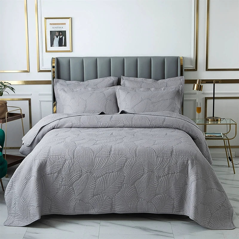 Havana Palm Leaf Embroidered Bedspread