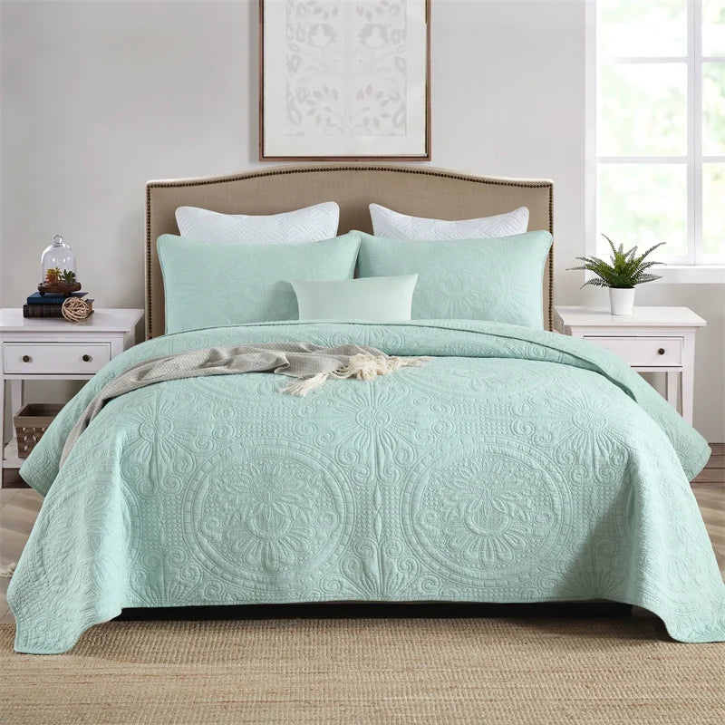 Havana Palm Leaf Embroidered Bedspread