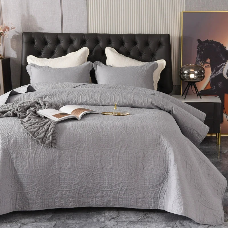 Kyoto Minimalist Quilted Bedspread Set, 3-Piece
