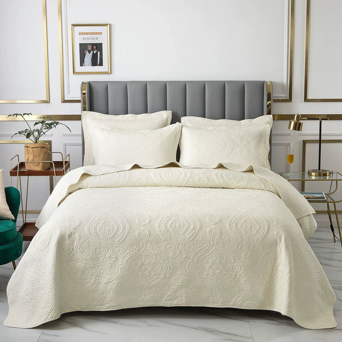 Charleston Embroidered Cotton Bedspread