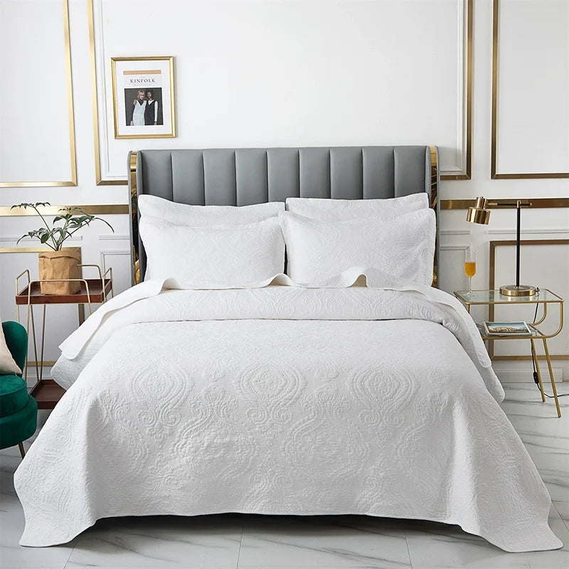 Havana Palm Leaf Embroidered Bedspread