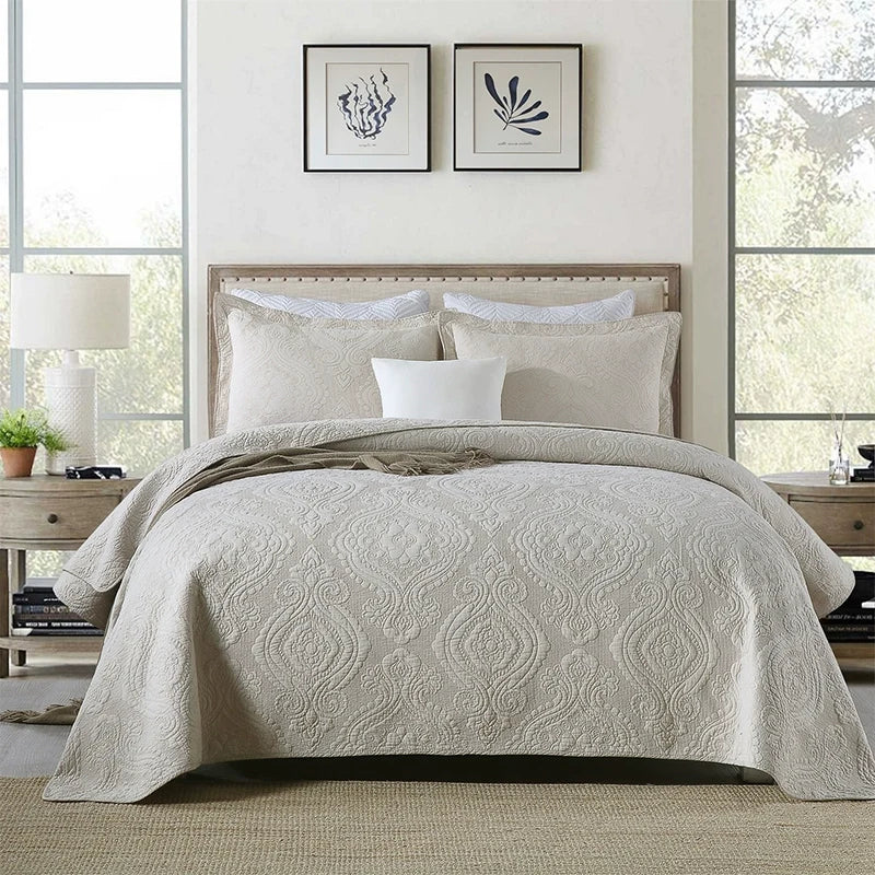 Havana Palm Leaf Embroidered Bedspread