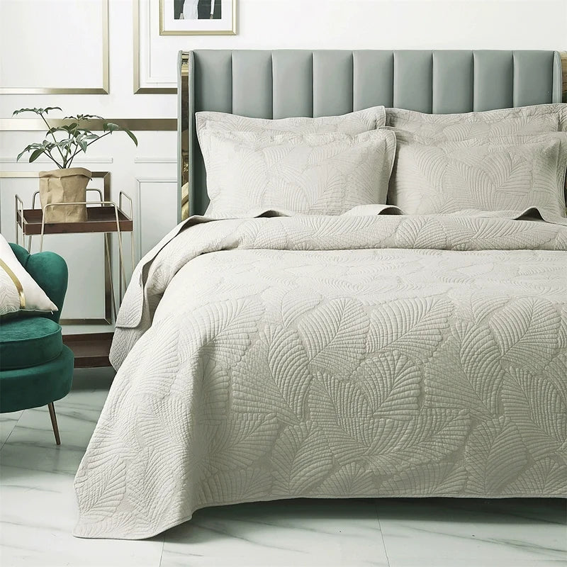 Havana Palm Leaf Embroidered Bedspread