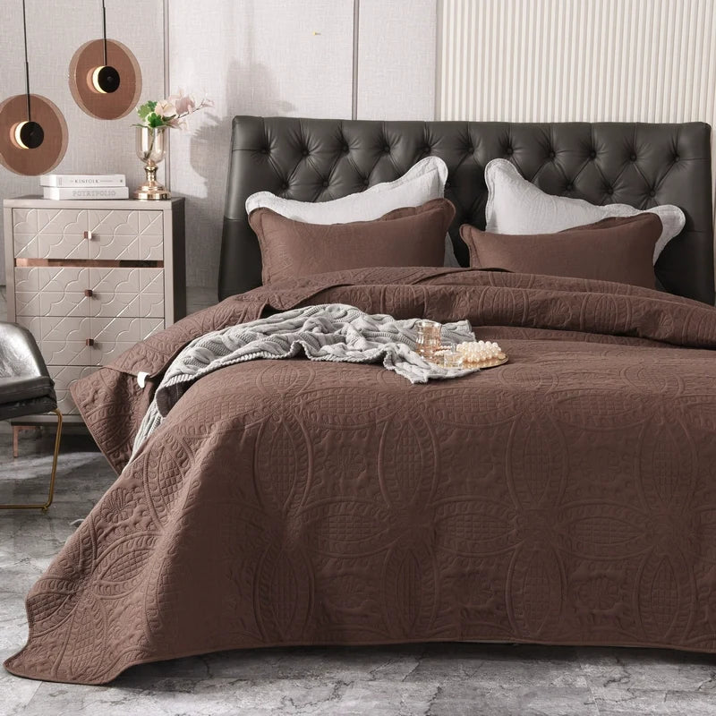 Kyoto Minimalist Quilted Bedspread Set, 3-Piece
