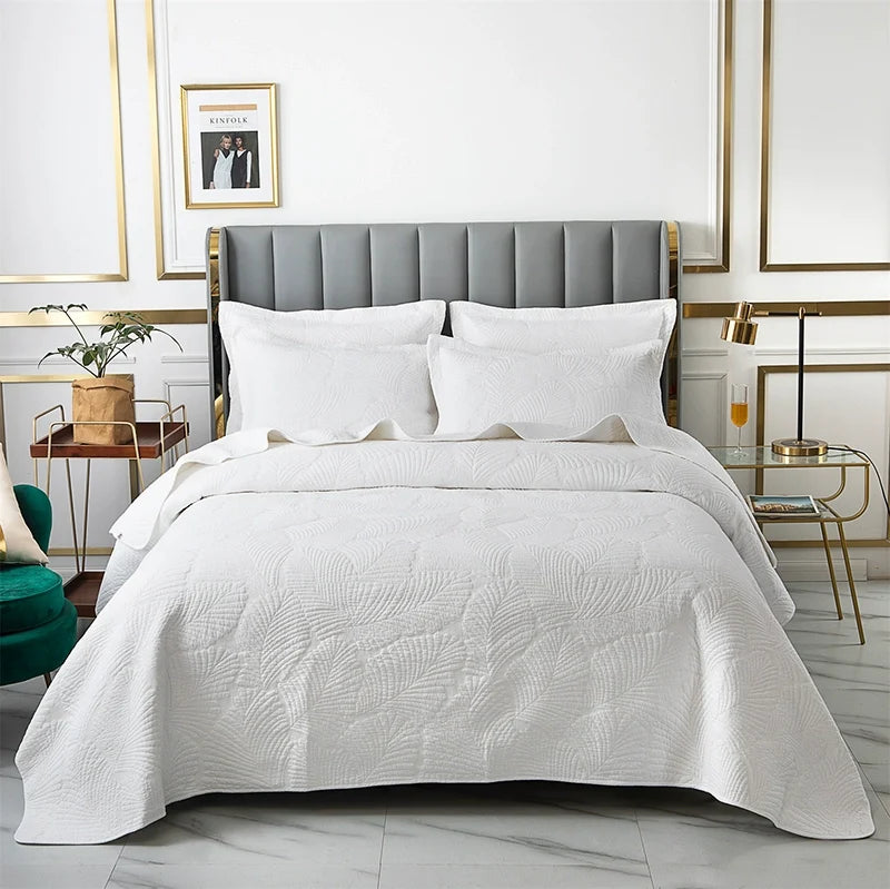 Havana Palm Leaf Embroidered Bedspread