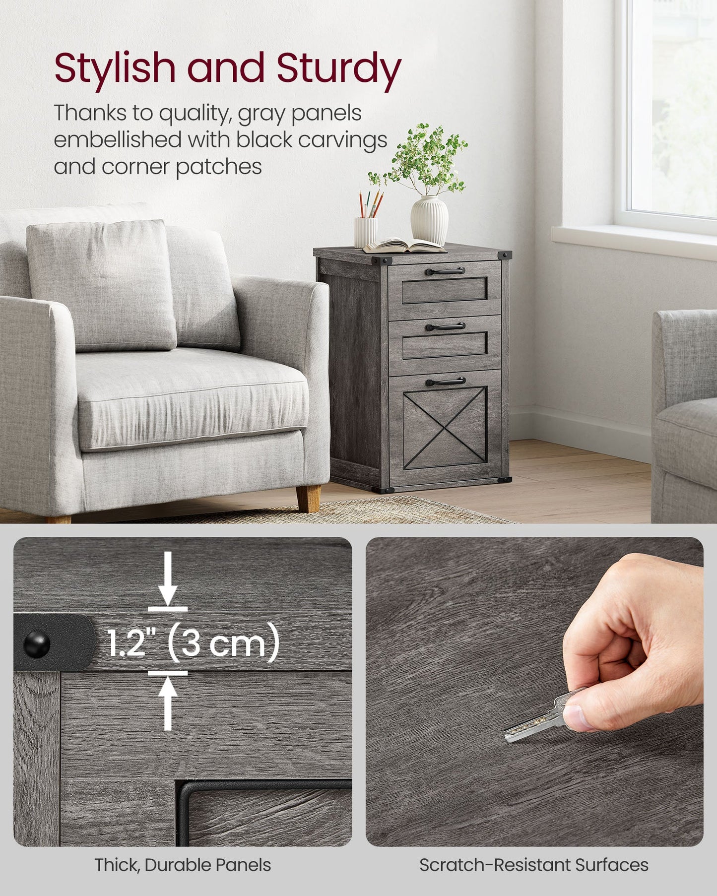 File Cabinet with 3 Drawers, Fit A4