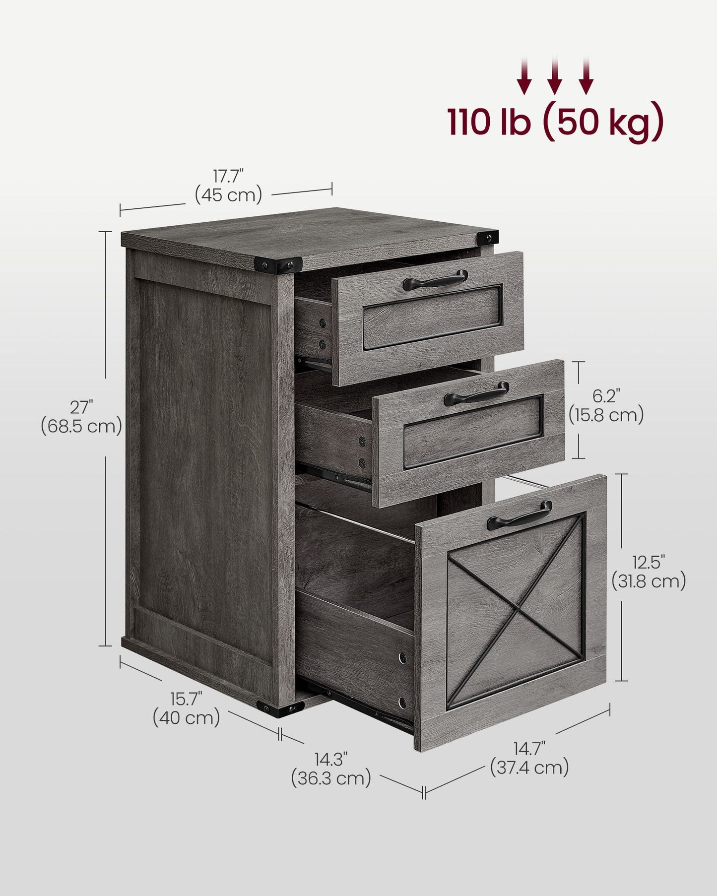 File Cabinet with 3 Drawers, Fit A4
