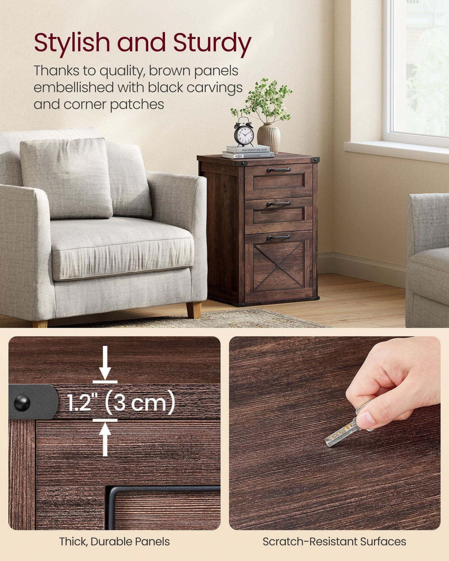 File Cabinet with 3 Drawers, Fit A4