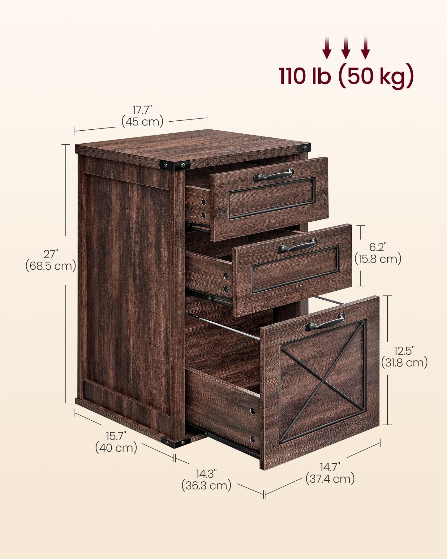 File Cabinet with 3 Drawers, Fit A4