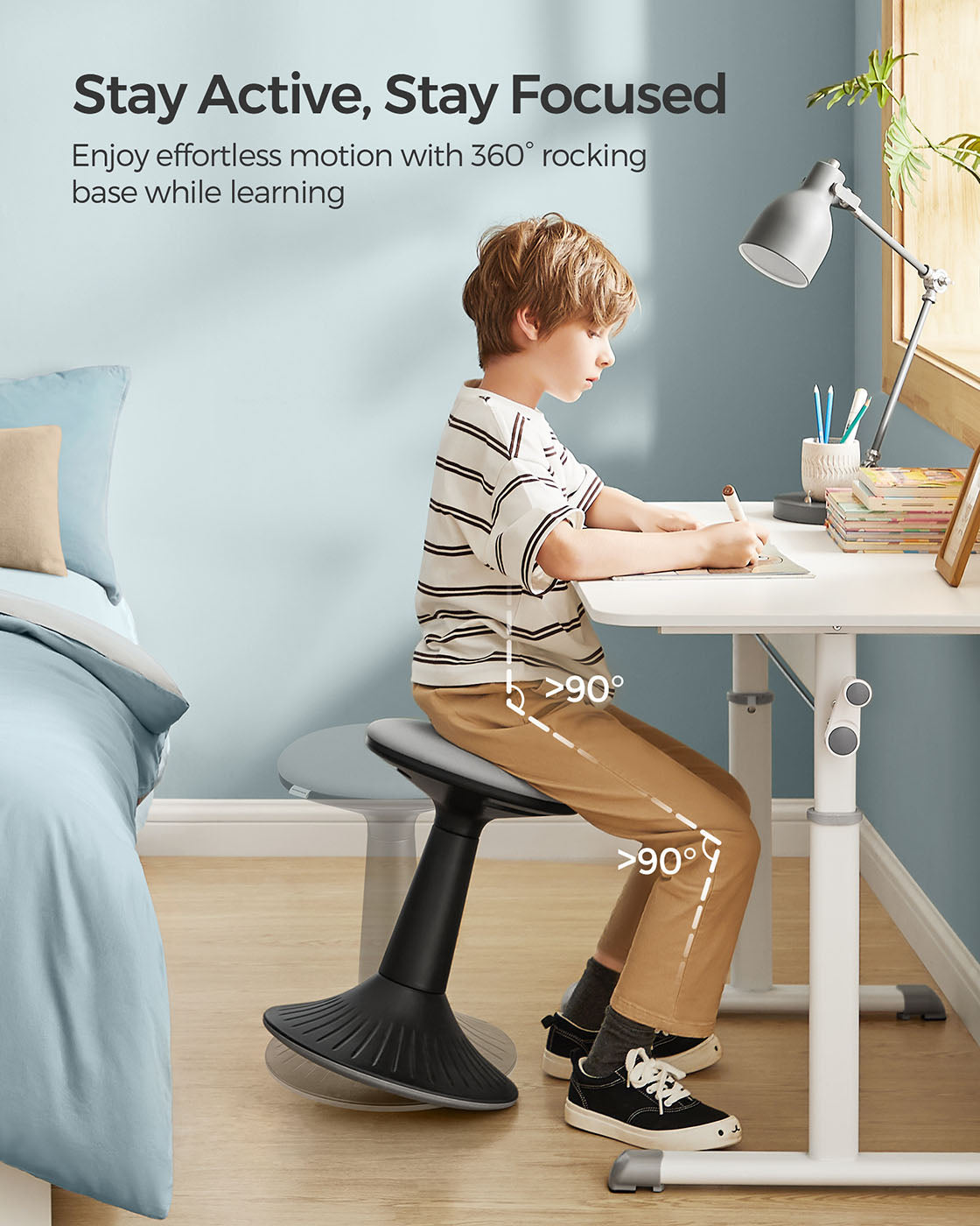14.2" High Wiggle Stool for Kids Ages 8-12, Set of 2