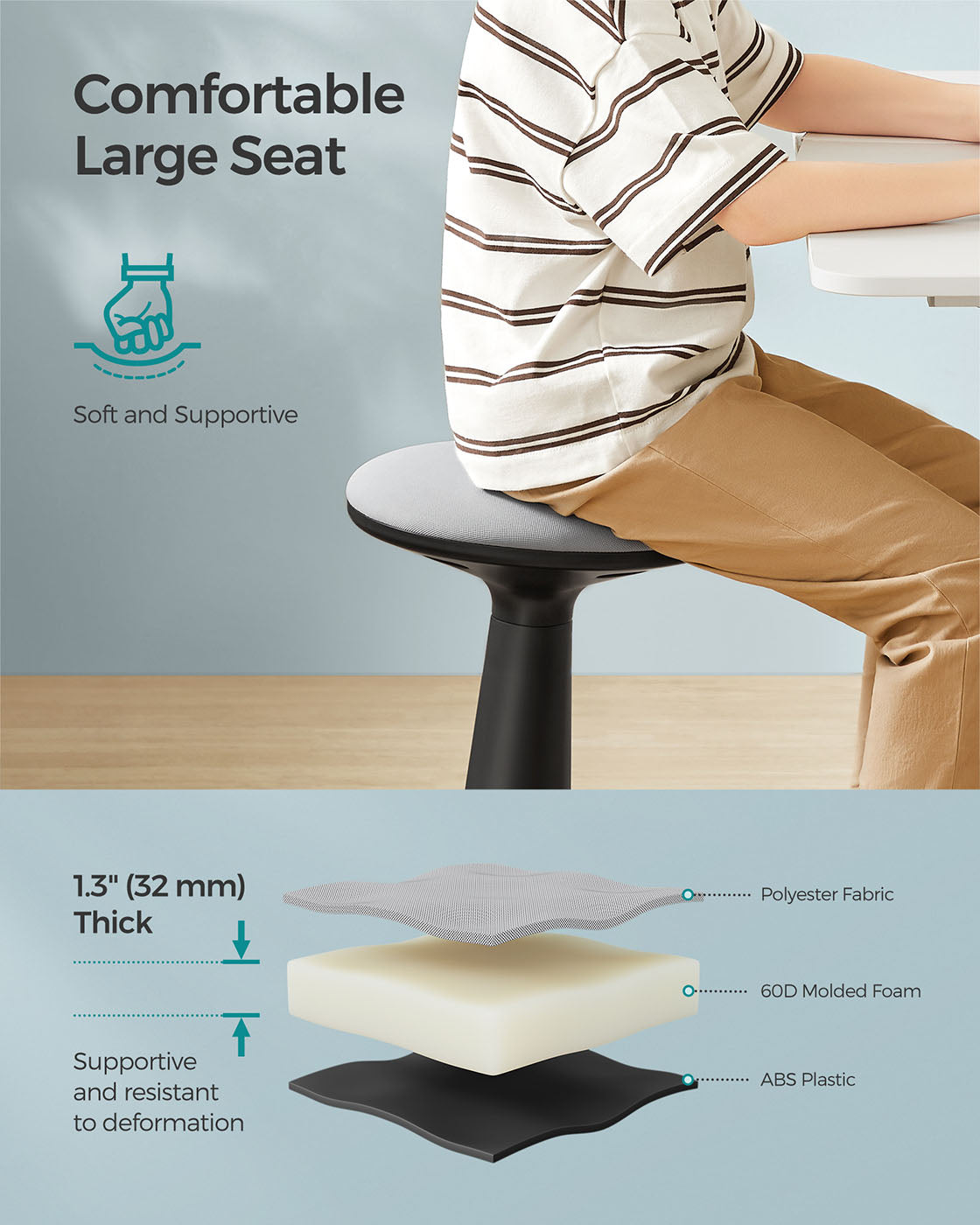 14.2" High Wiggle Stool for Kids Ages 8-12, Set of 2