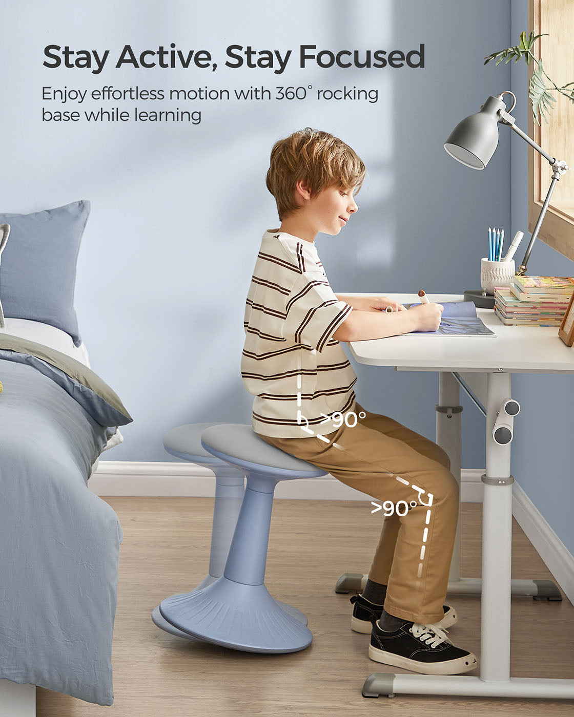 14.2" High Wiggle Stool for Kids Ages 8-12, Set of 2