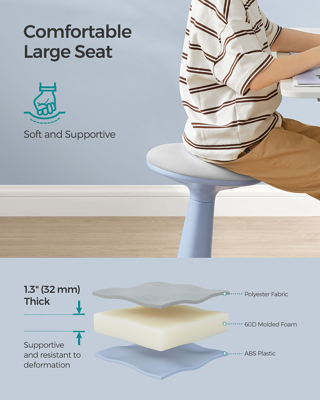 14.2" High Wiggle Stool for Kids Ages 8-12, Set of 2