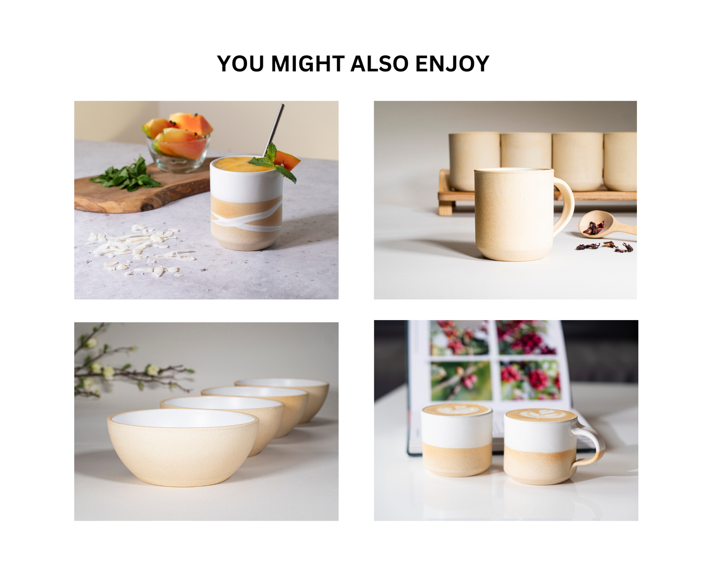 Cappuccino Cup, Latte Cup: Sandy/White, approximately 10 -12 oz, Stoneware