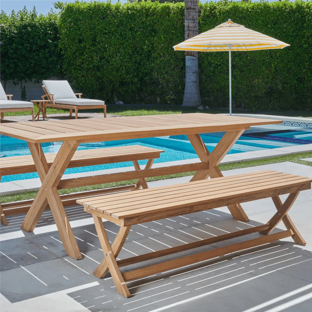 Oakville Teak Rectangular Patio Picnic Dining Set 3PC