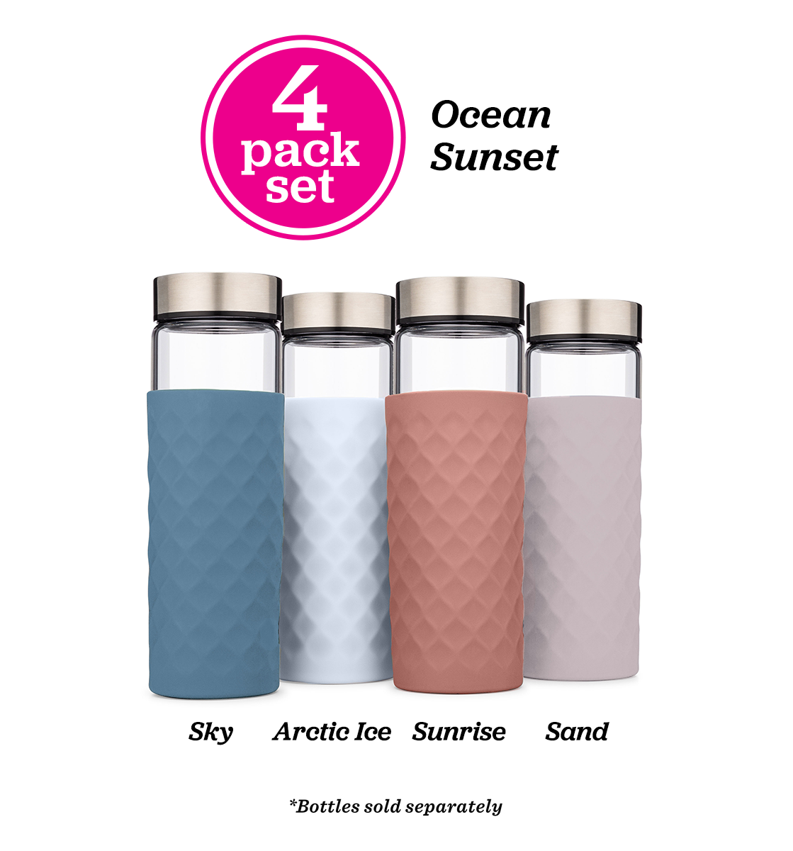 Diamond Lattice Silicone Bottle Sleeves Set, for 16oz Bottles