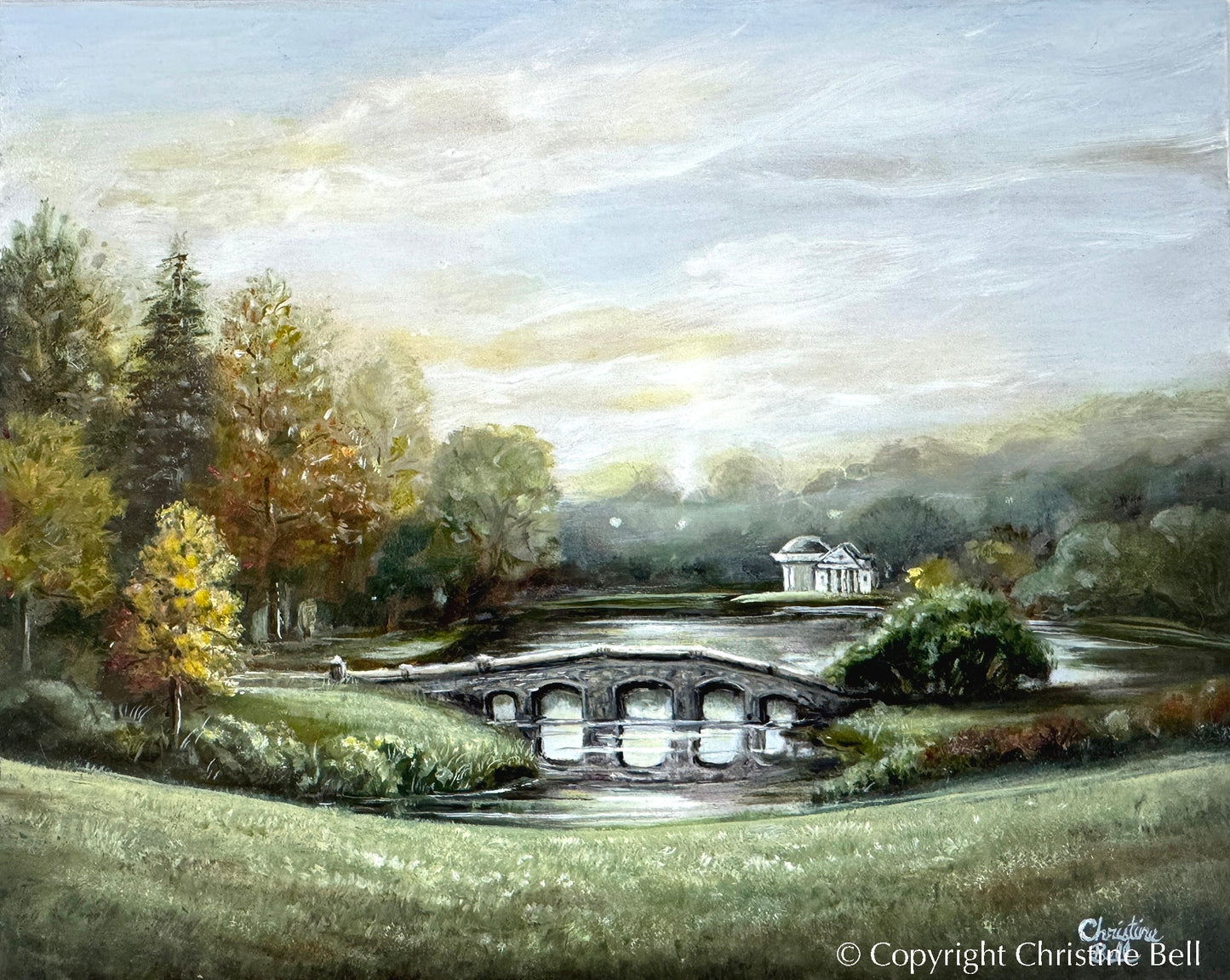 "A Romantic Journey" GICLÉE PRINT Landscape Oil Painting, "Pride and Prejudice" Palladian Bridge