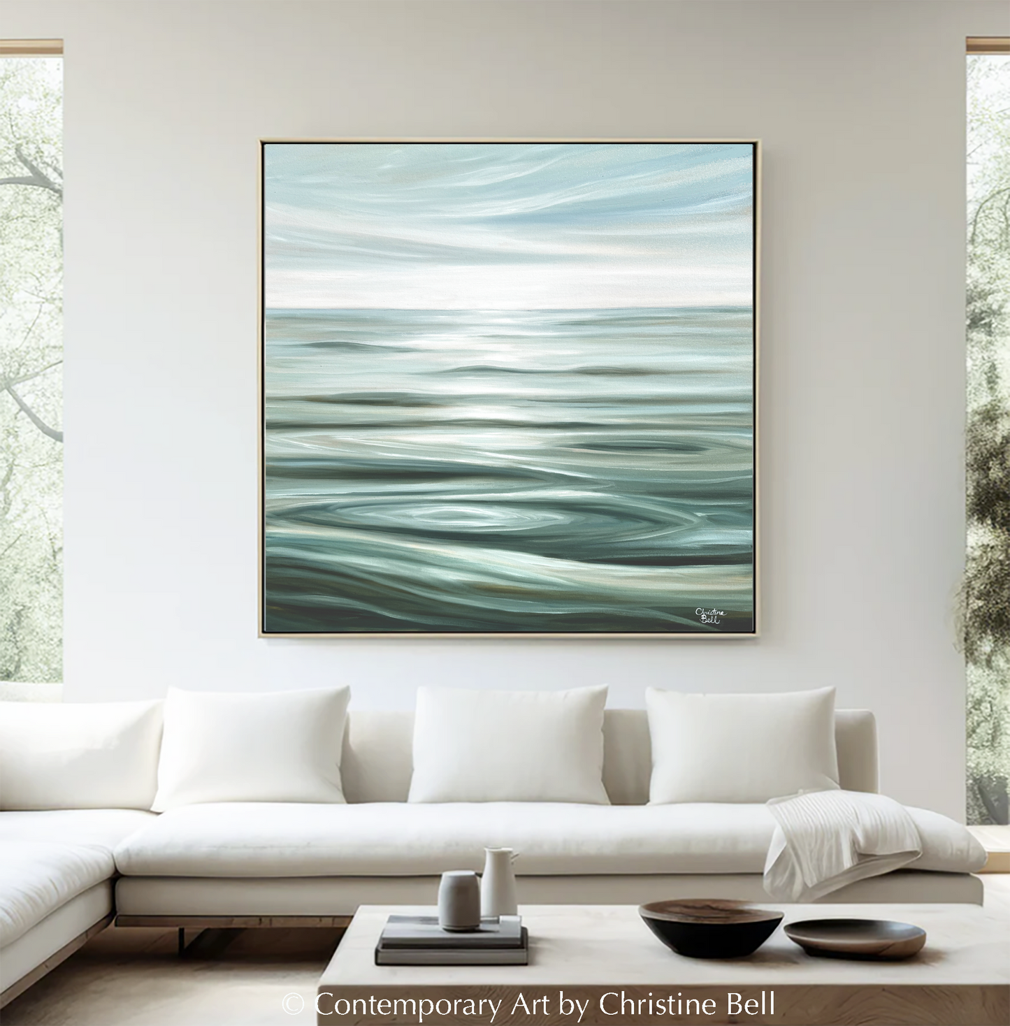 "Pristine Waters" ORIGINAL, Coastal Ocean Waves Seascape Oil Painting 36x36"