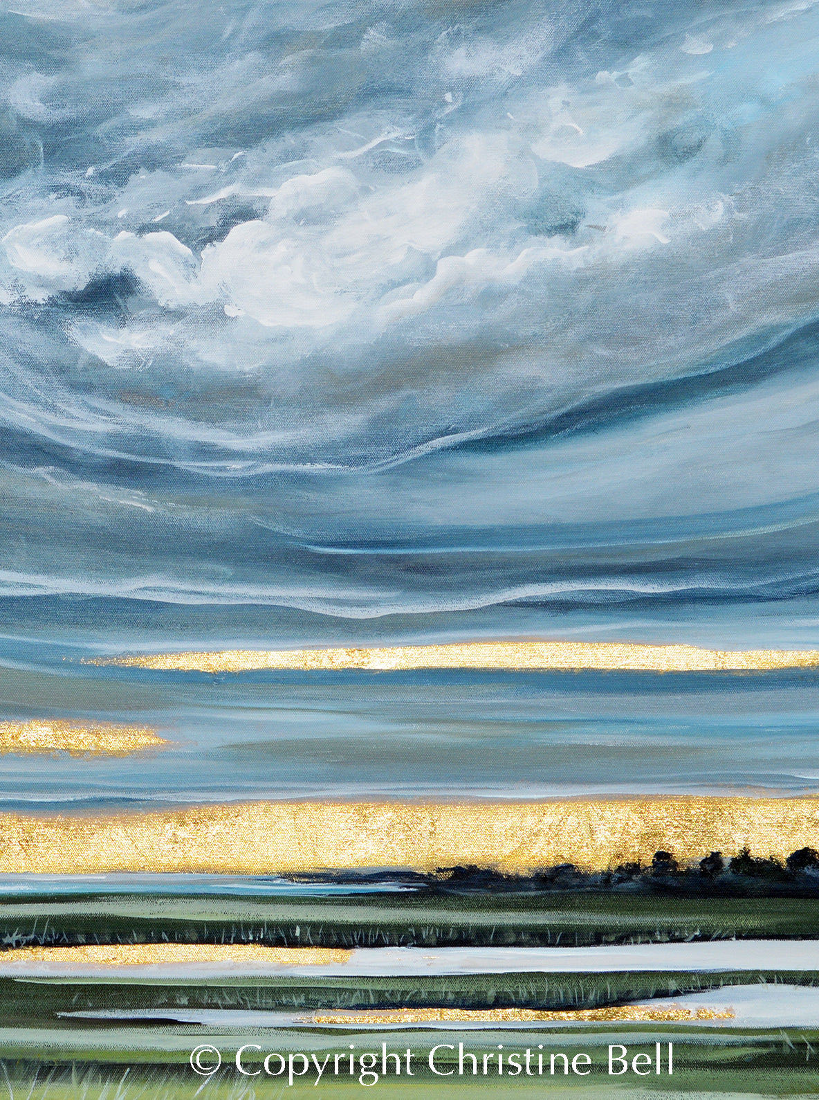 "The Light After the Storm" GICLEE PRINT Art Coastal Abstract Painting Landscape Gold Leaf