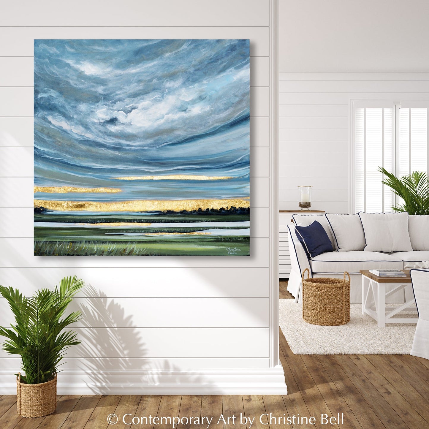 "The Light After the Storm" GICLEE PRINT Art Coastal Abstract Painting Landscape Gold Leaf