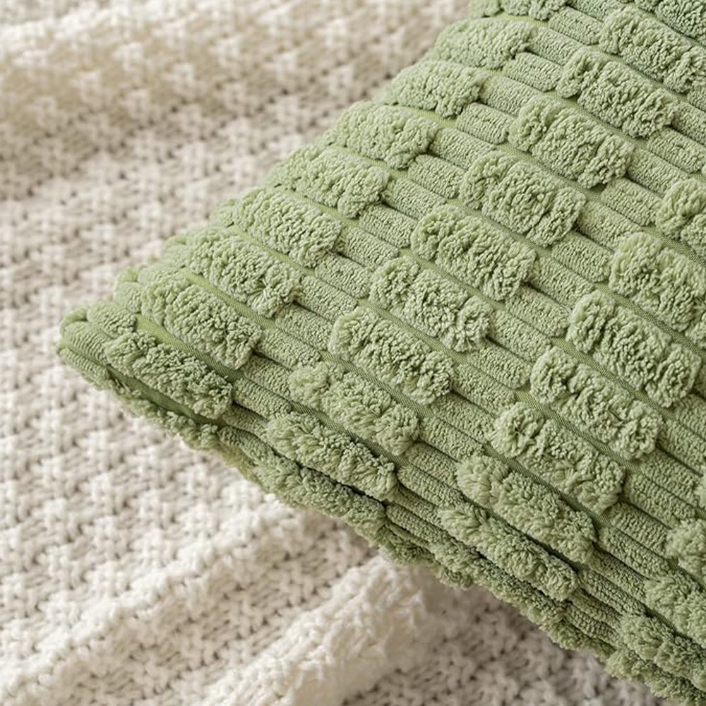 [IN1XZT-P1-2 l.green] 18"x18" tufted dot corduroy throw pillow 16 colors ��� soft 3d dotted texture cozy & modern accent insert included