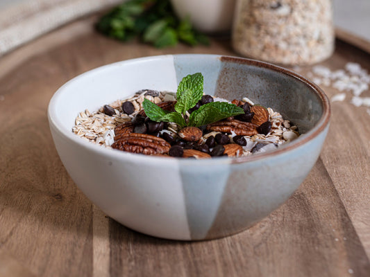 Breakfast Salad Soup Bowl Brown Blue White Stoneware Handmade