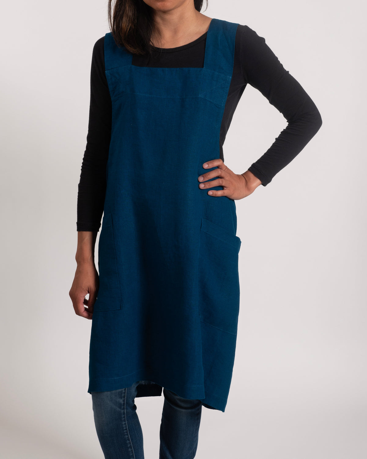KAF Home Firenze 100% Stone Washed Linen  Cross Back Smock Apron