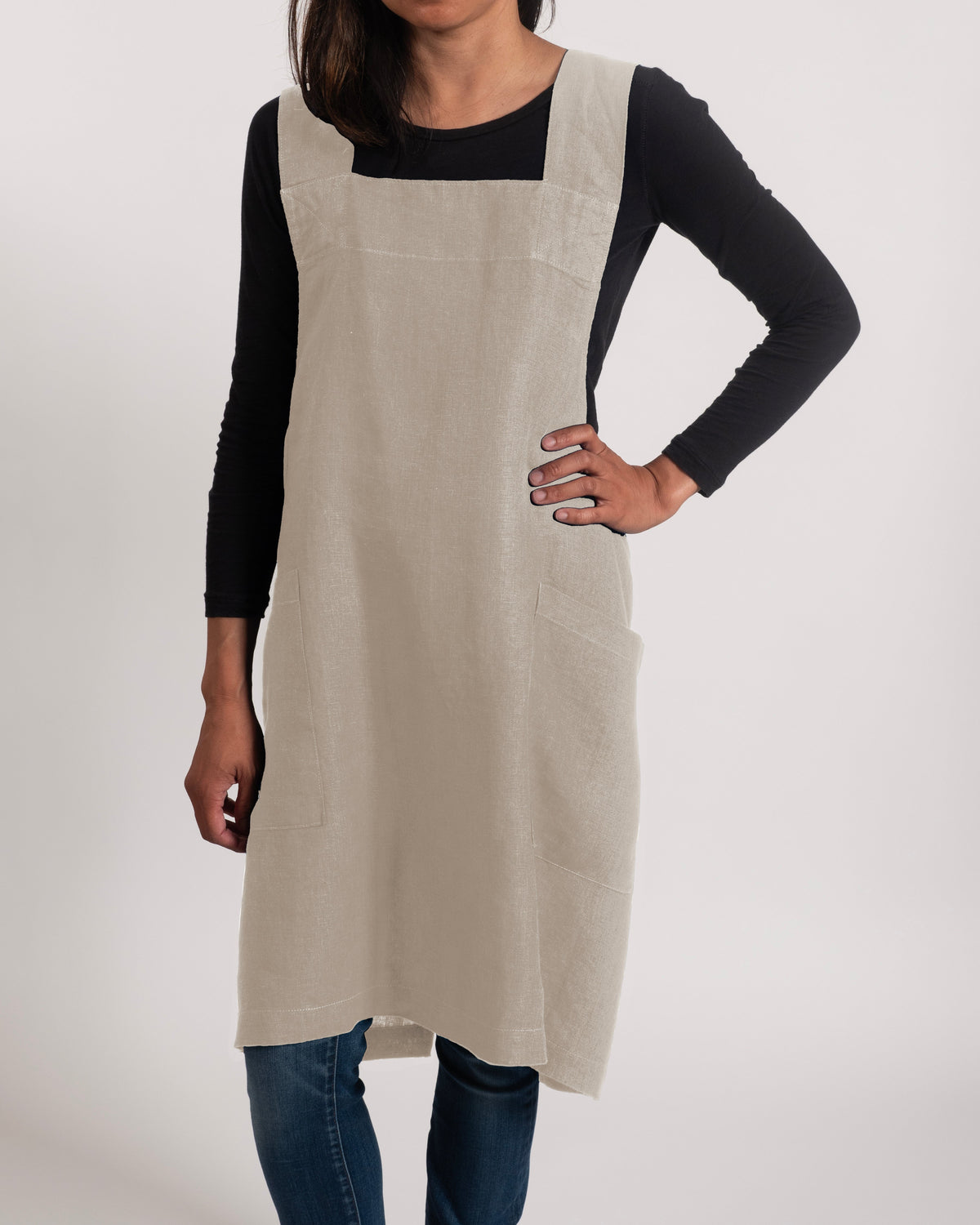 KAF Home Firenze 100% Stone Washed Linen  Cross Back Smock Apron