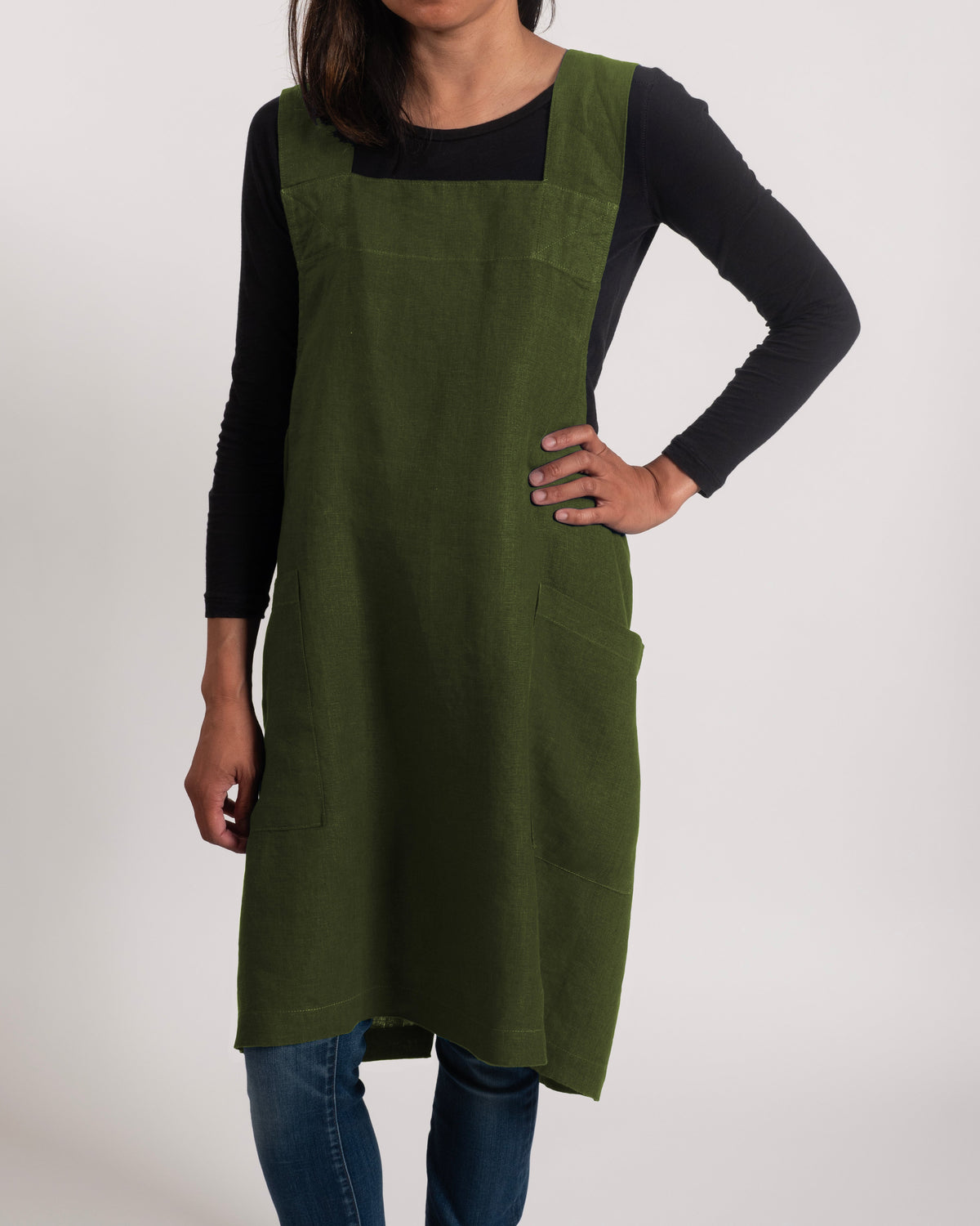 KAF Home Firenze 100% Stone Washed Linen  Cross Back Smock Apron