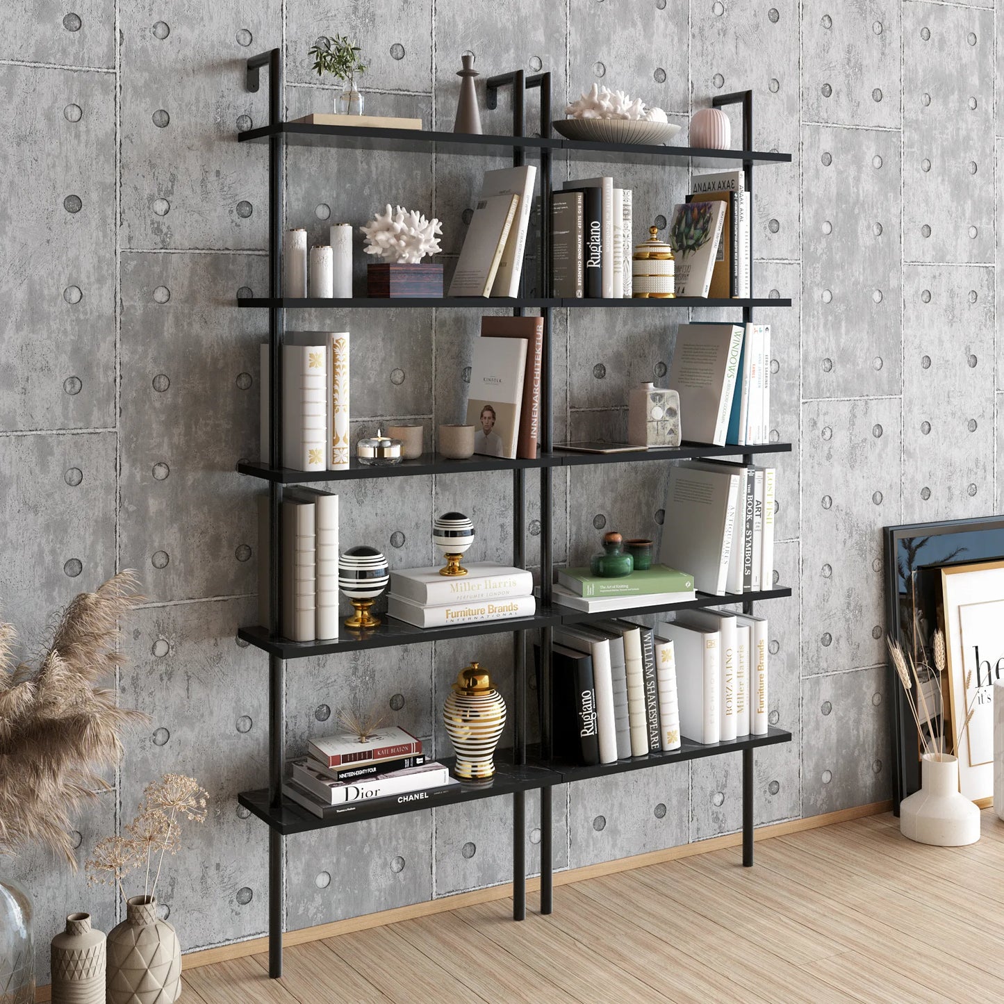 Paula 68 inches Tall Metal Manufactured Wood Accent Ladder Bookcase