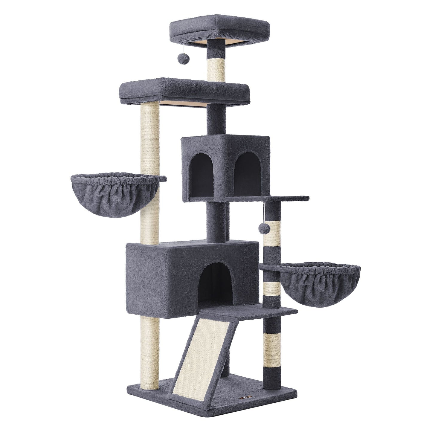 Feandrea Large Cat Tree Tower, 68.5-Inch Tall Cat Condo with Large Perch