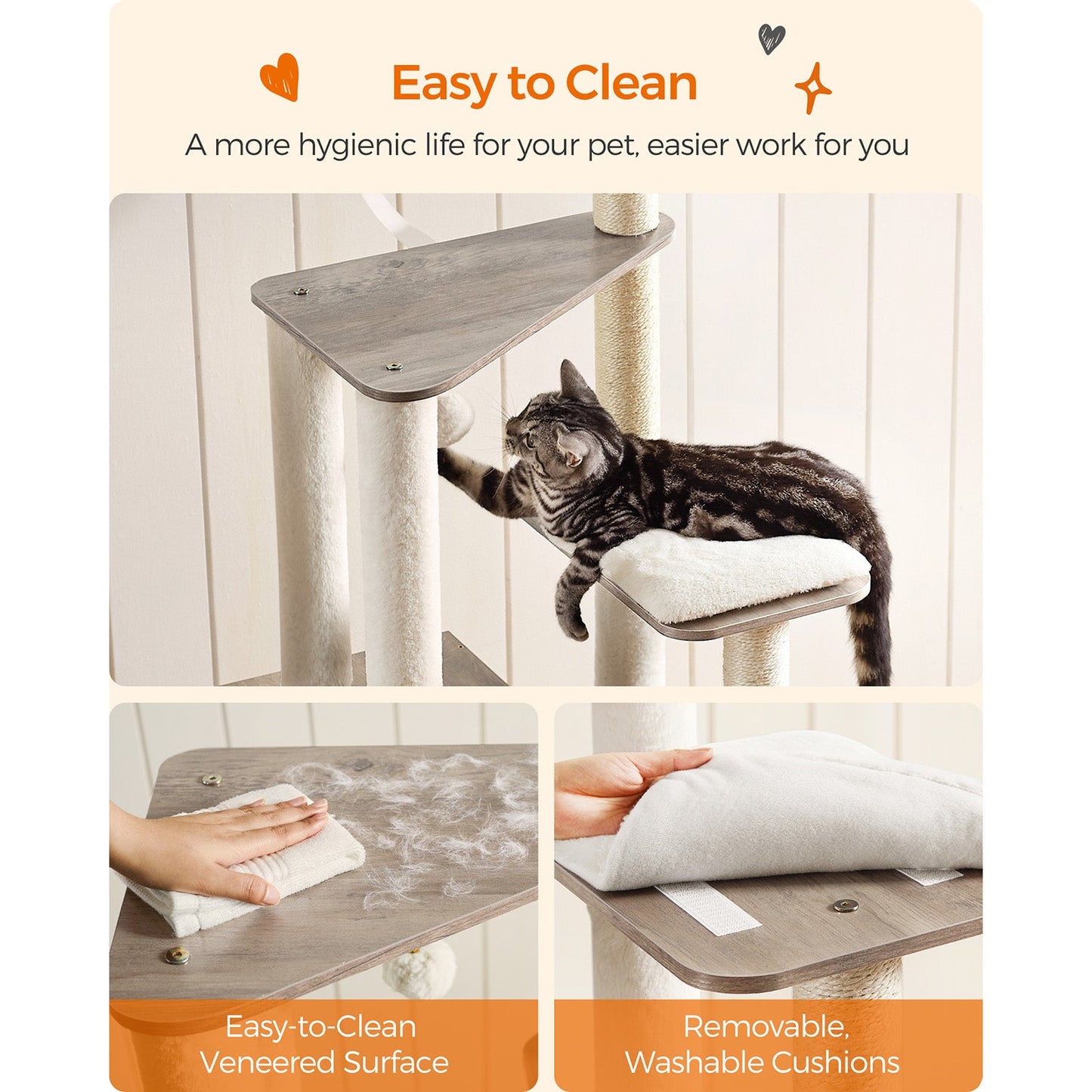 65-Inch Modern Cat Tower