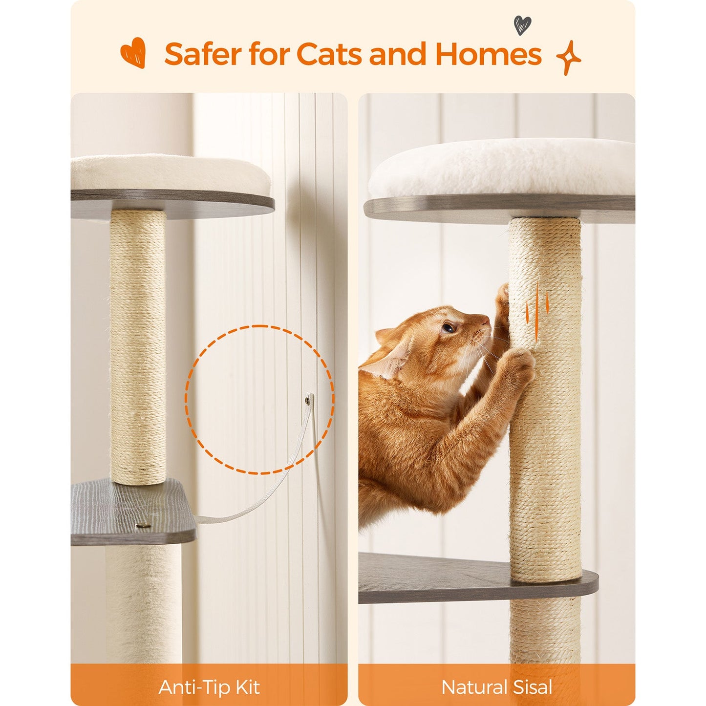65-Inch Modern Cat Tower