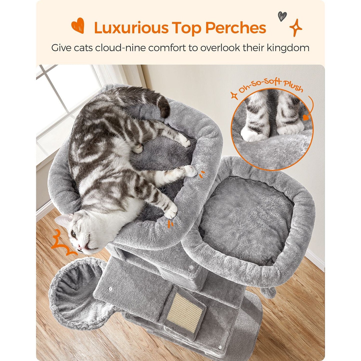 Large Cat Tower with 13 Scratching Posts