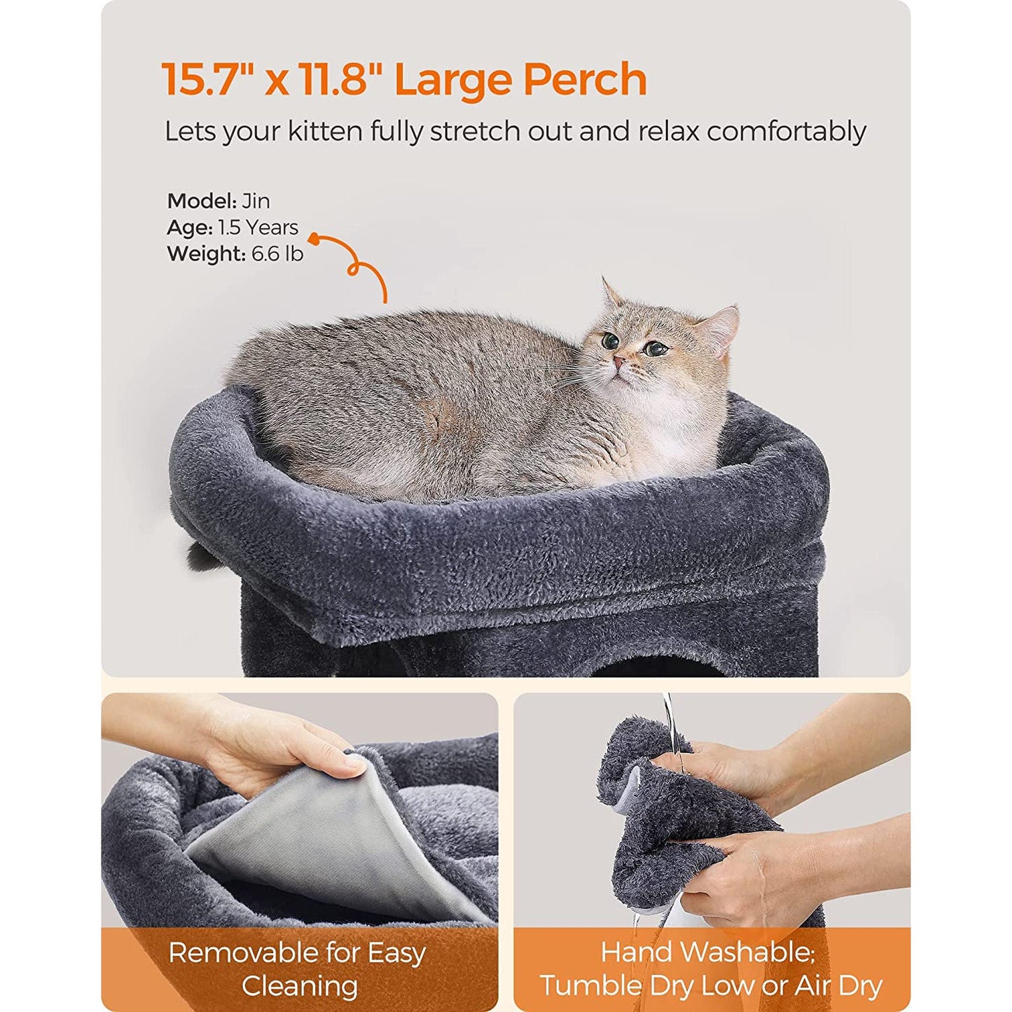 26.4-Inch Cat Tower with 2 Cat Caves