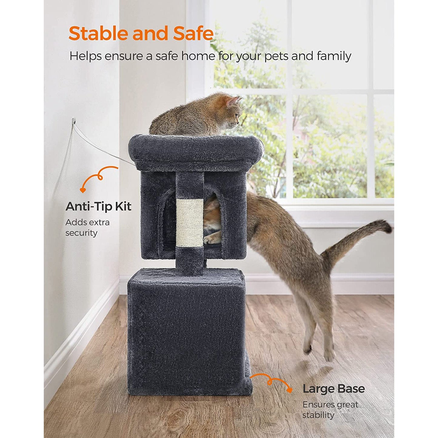 26.4-Inch Cat Tower with 2 Cat Caves
