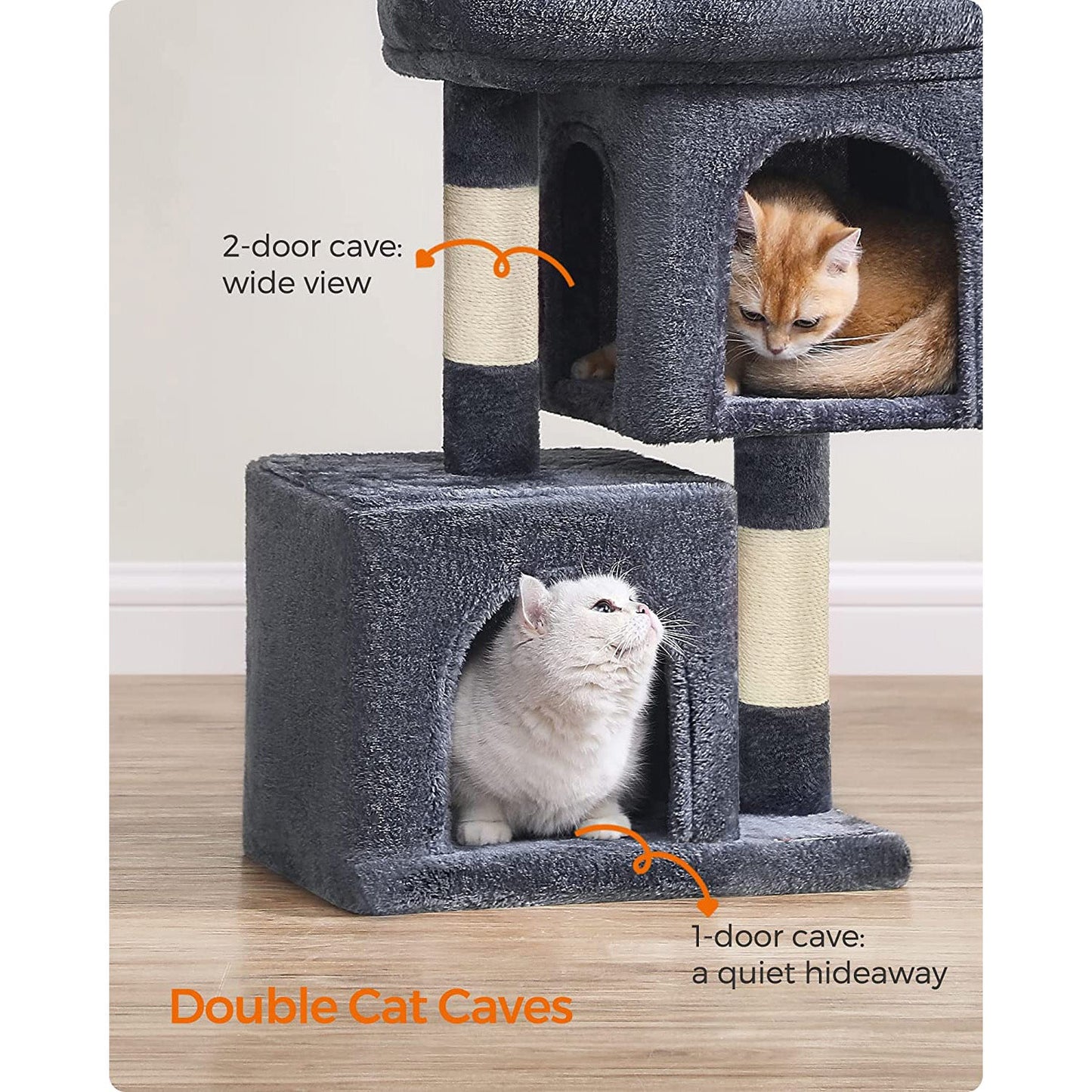 26.4-Inch Cat Tower with 2 Cat Caves