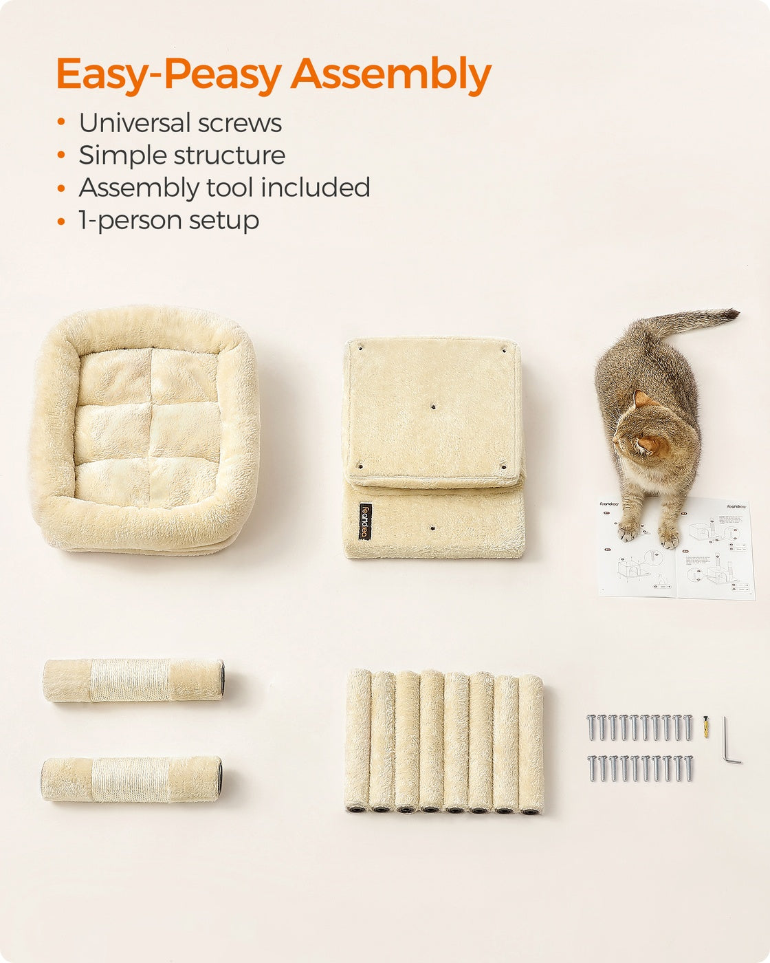 26.4-Inch Cat Tower with 2 Cat Caves