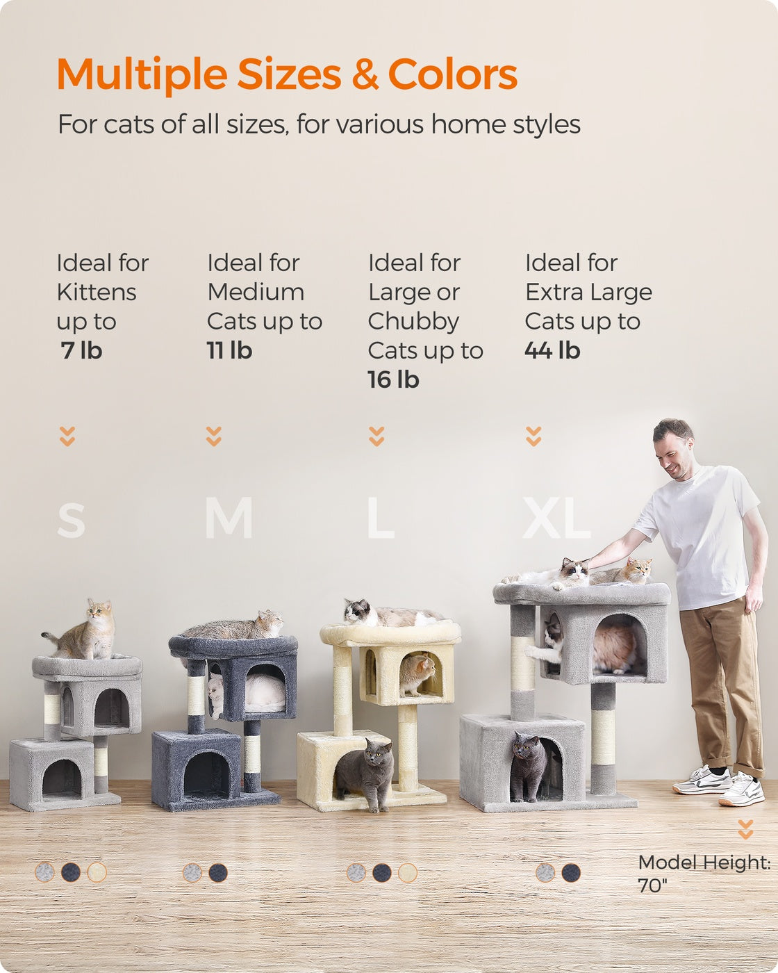 26.4-Inch Cat Tower with 2 Cat Caves