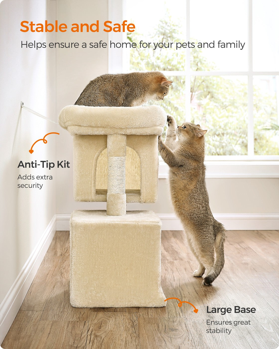 26.4-Inch Cat Tower with 2 Cat Caves