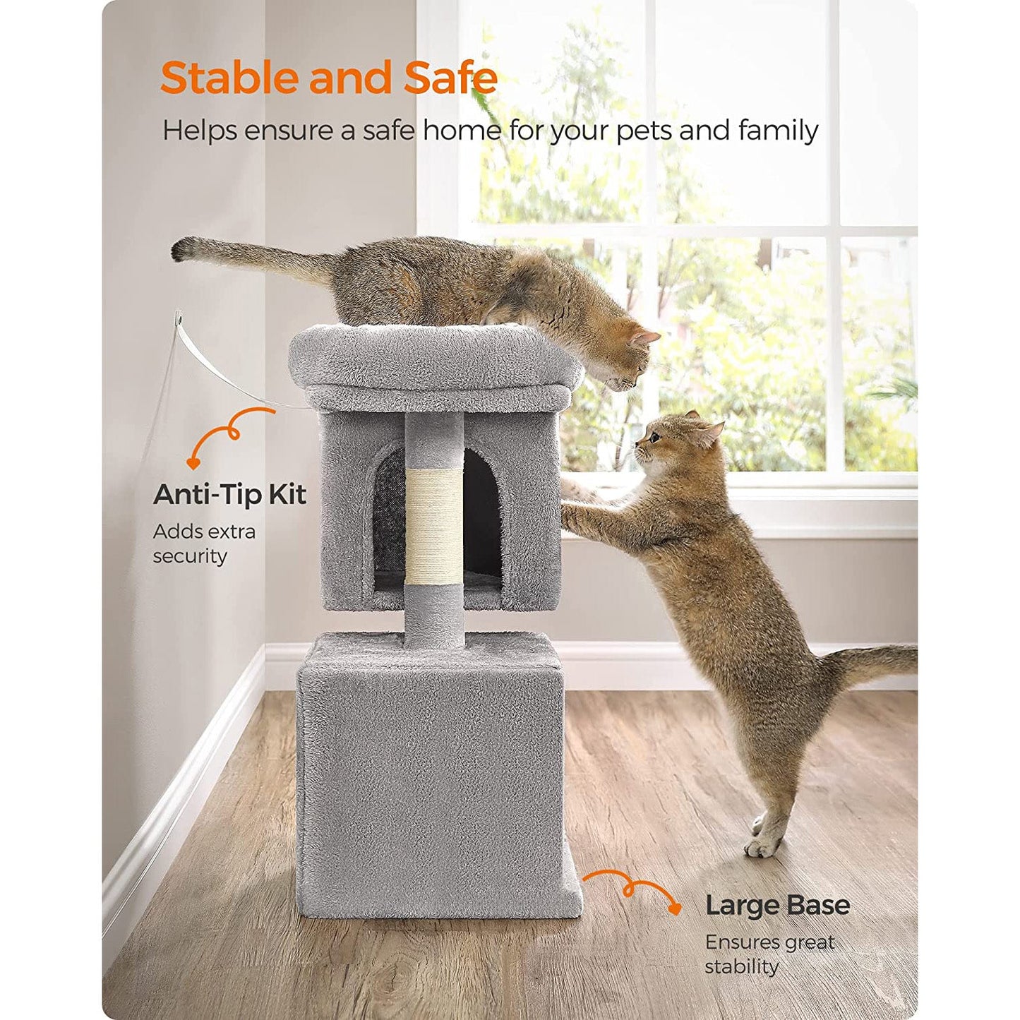 26.4-Inch Cat Tower with 2 Cat Caves