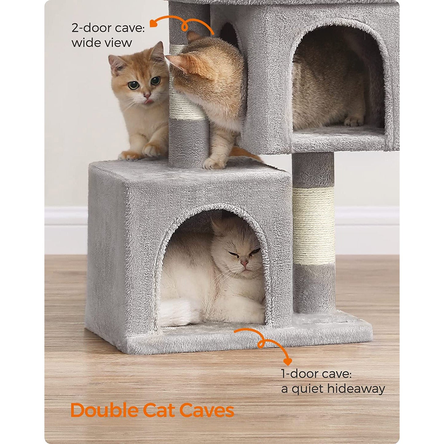 26.4-Inch Cat Tower with 2 Cat Caves