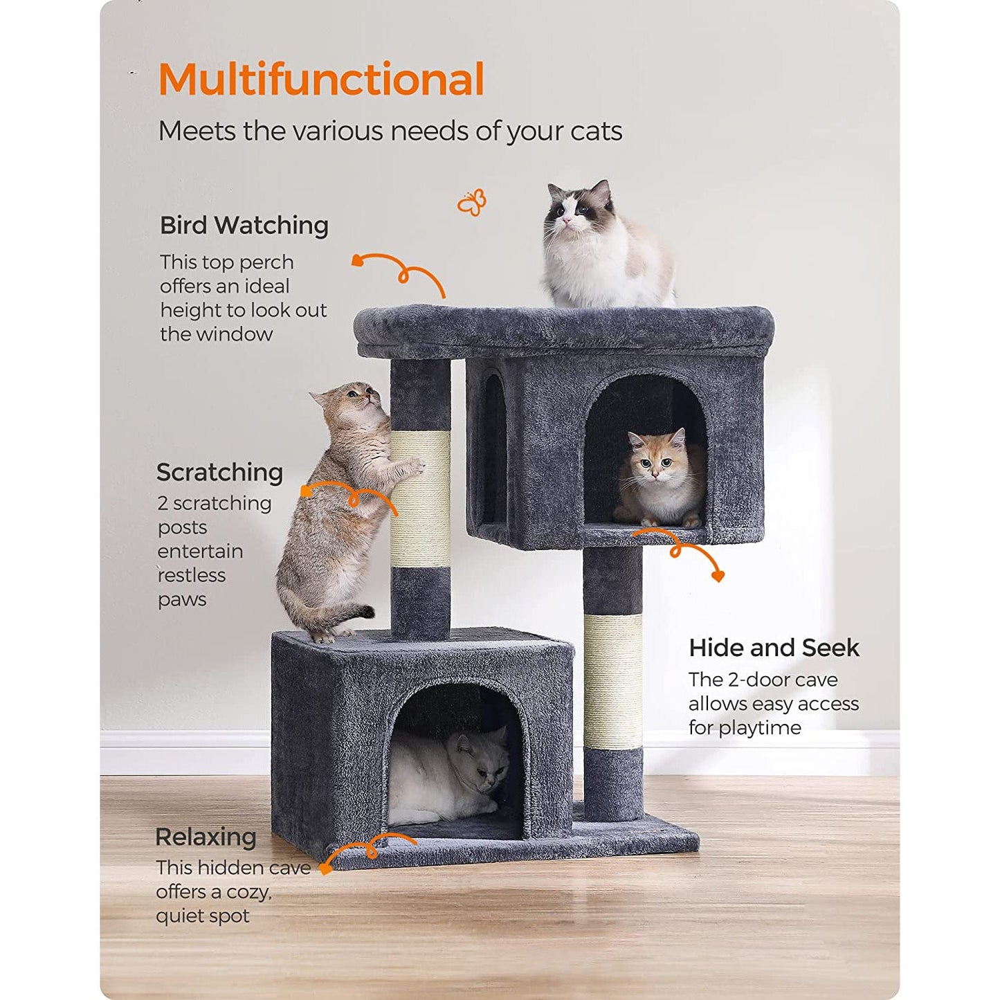 39.8-Inch Cat Tower for Extra Large Cats up to 44 lb