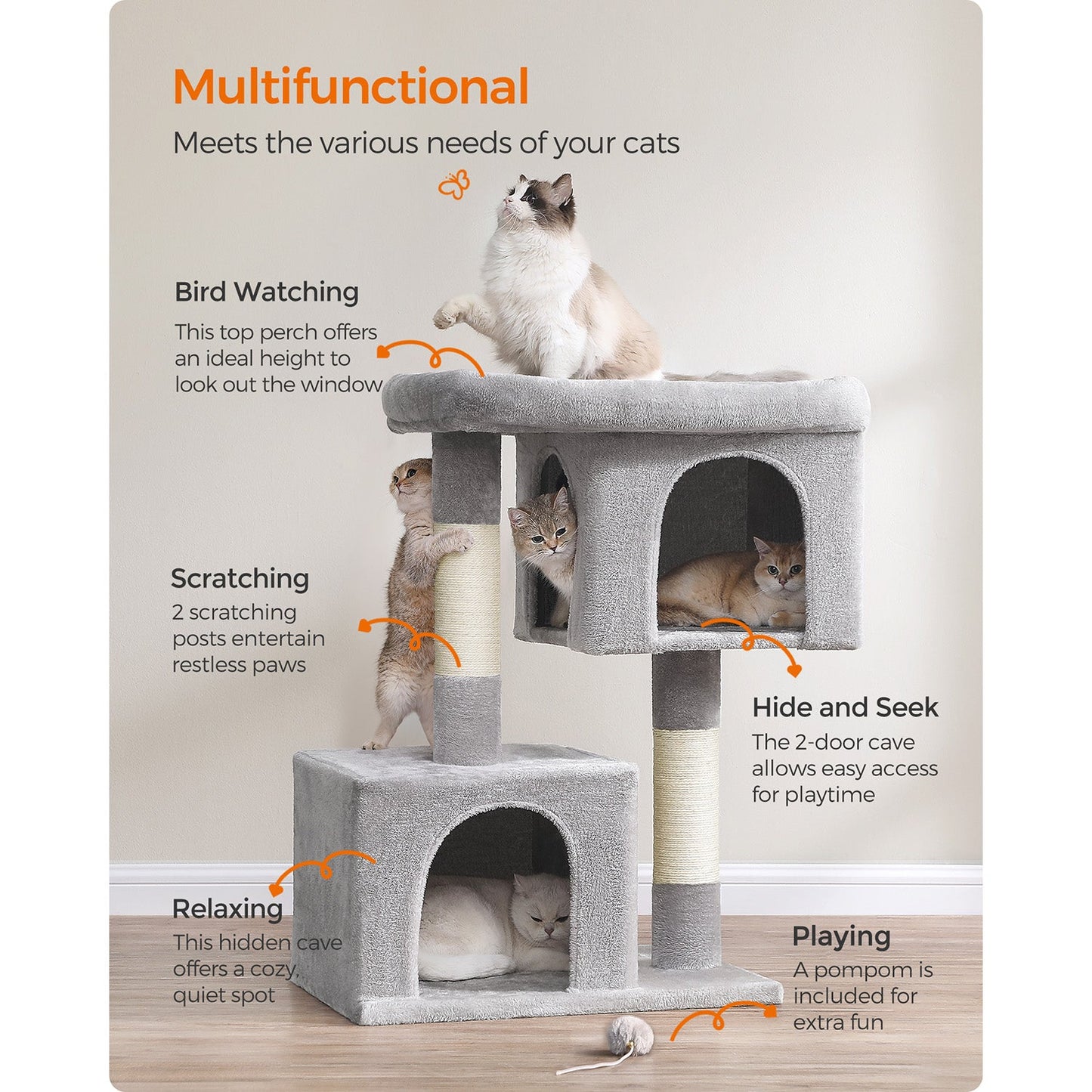 39.8-Inch Cat Tower for Extra Large Cats up to 44 lb